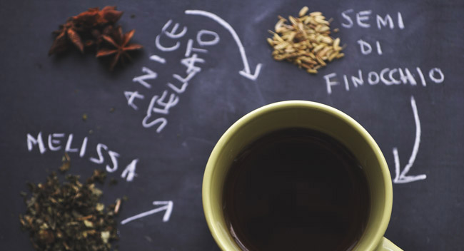 Tisane con finocchio, anice stellato, melissa