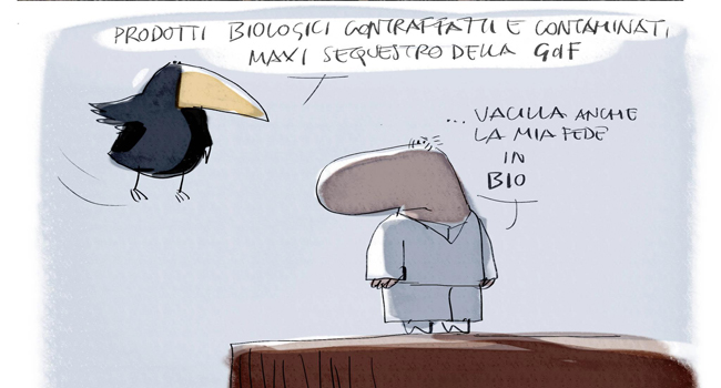 Truffa sul biologico - vignetta di Portos (www.portoscomic.com/)