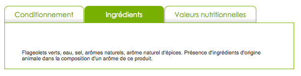 Uno dei prodotti indicati sul sito francese con "aromi di origine animale"