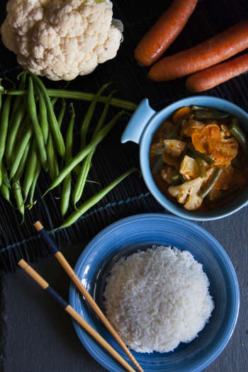 Verdure al curry rosso con riso basmati