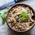 orzo perlato cipollotti tempeh shiitake