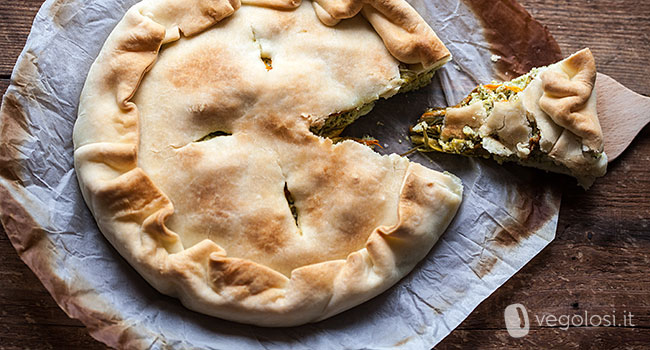 torta salata con fiori di zucca