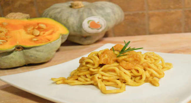 Spaghetti alla Chitarra con Zucca e Funghi