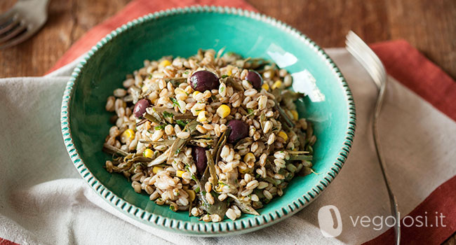 Farro con carciofi e olive