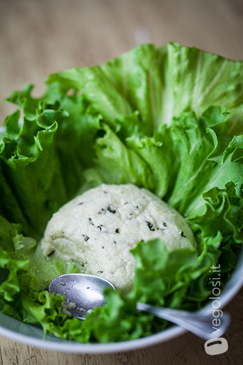 formaggio vegan di okara di mandorle e salvia