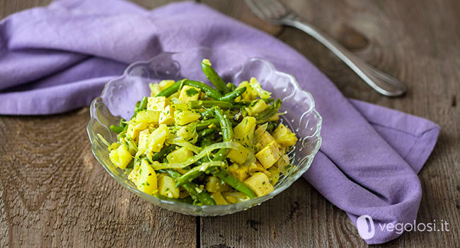 fagiolini tofu curry e patate