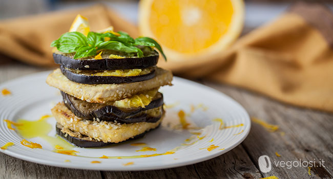 millefoglie di melanzane e tofu