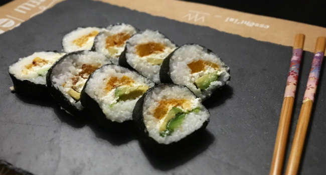 sushi con zucca in tempura