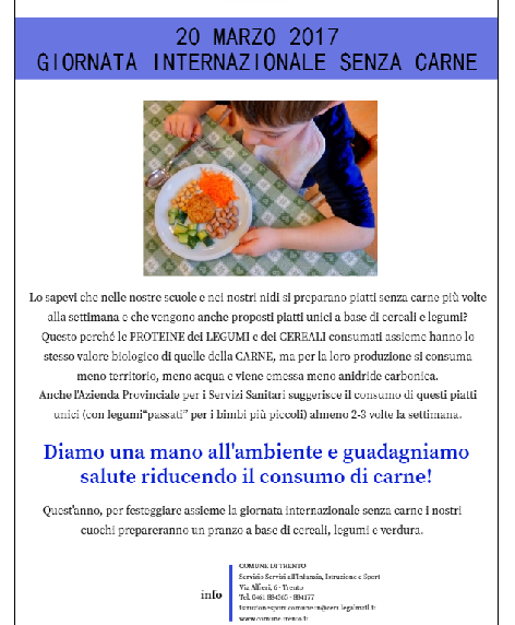 locandina comune Trento alimentazione vegana bambini