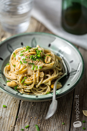 Spaghetti integrali con besciamella di arachidi