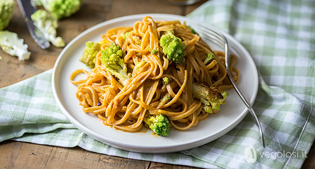 fettuccine panna ai pomodori secchi broccolo romanesco