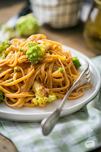 fettuccine panna ai pomodori secchi broccolo romanesco