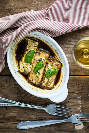 tofu al forno con salsa verde