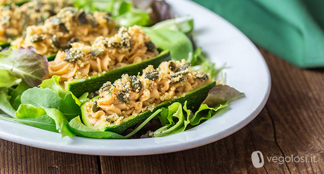 Zucchine ripiene vegane senza forno