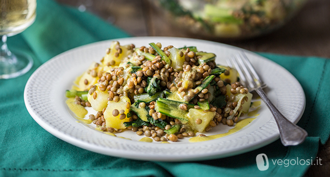 Insalata tiepida di lenticchie con vinaigrette alla senape