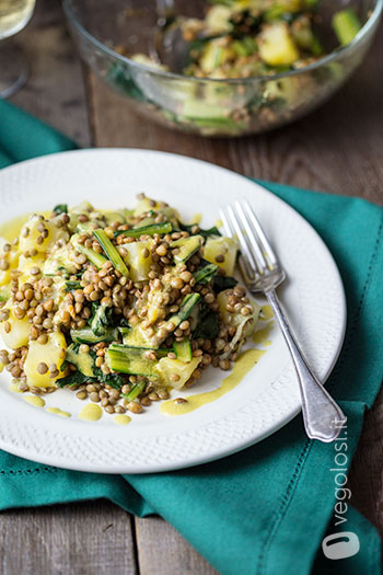 Insalata tiepida di lenticchie con vinaigrette alla senape