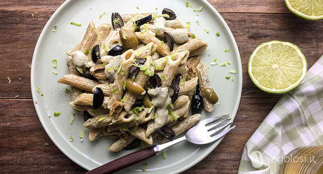 penne integrali con crema di tofu