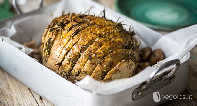 Arrosto di sedano rapa al forno con castagne