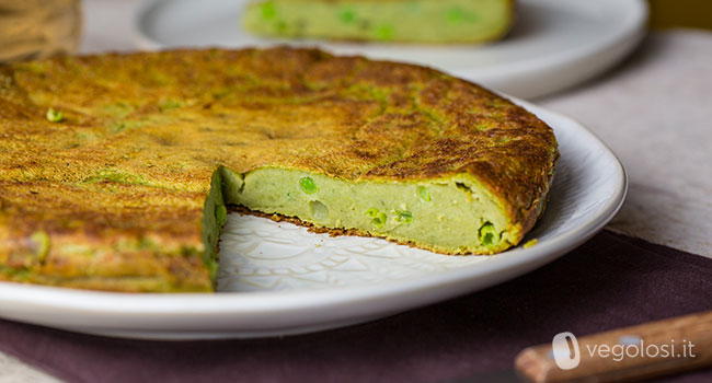 Frittata verde di ceci con erbette e piselli