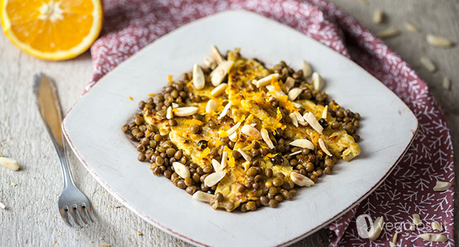 tempeh lenticchie e arancia