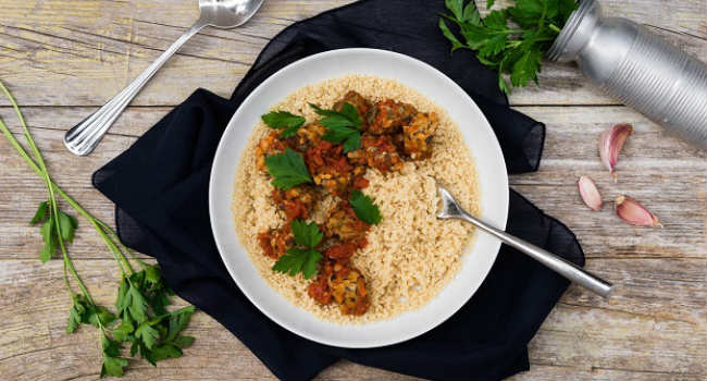 cous cous con tempeh al curry