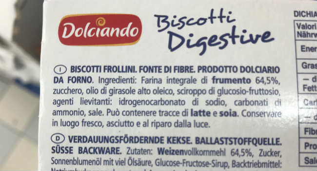 Biscotti digestive Eurospin ingredienti