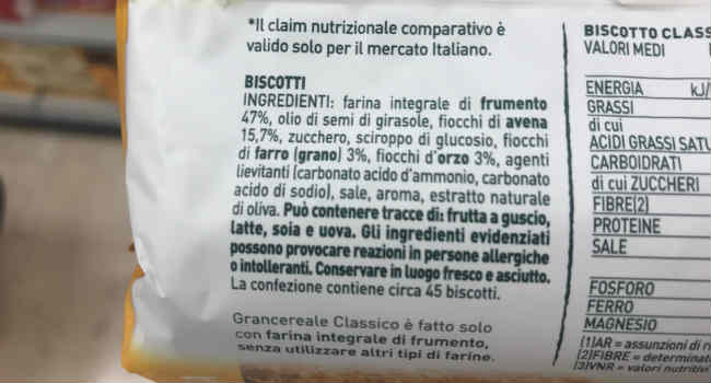 Gran Cereale Classico ingredienti