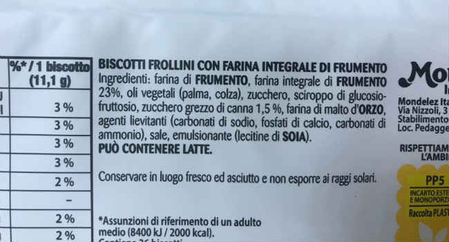 Ingredienti Cruscoro Saiwa