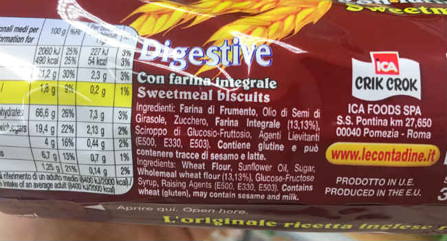 Ingredienti Digestive Le Contadine