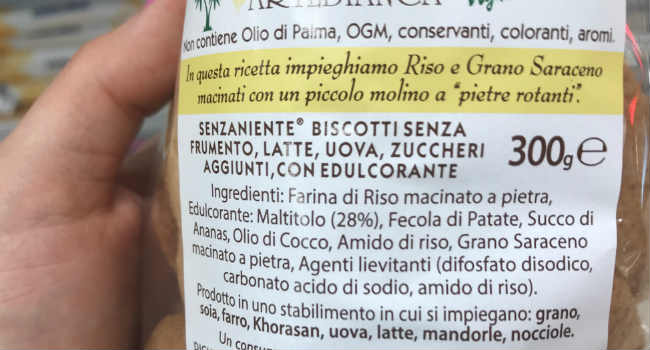 Ingredienti biscotti artebianca senzaniente