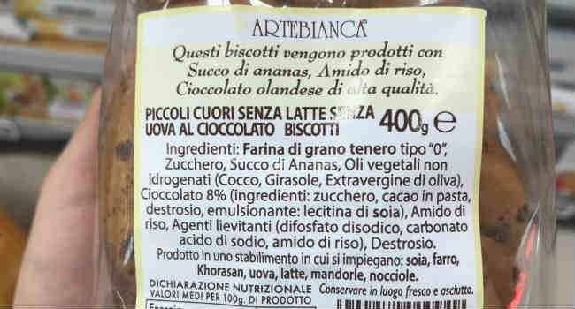 Ingredienti biscotti gocce di cioccolato Artebianca