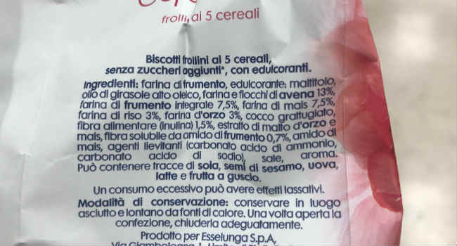 Ingredienti frollini 5 cereali esselunga equilibrio