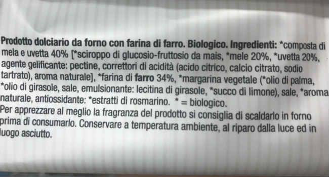 Ingredienti sfogliatine alla frutta germinal