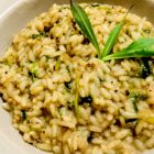 Risotto vegano con sciopetin e funghi shiitake