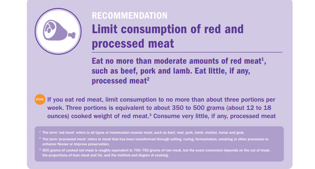 limitare consumo carne rossa e lavorata cancro