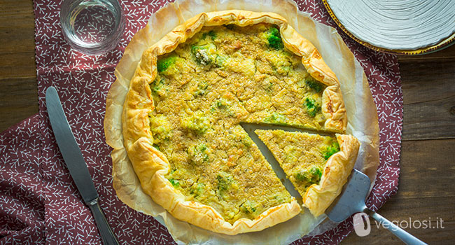 Torta salata ai ceci e broccolo romanesco