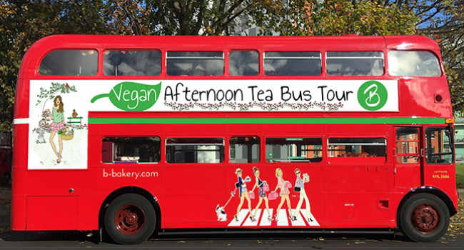 vegan afternoon tea bus tour Londra