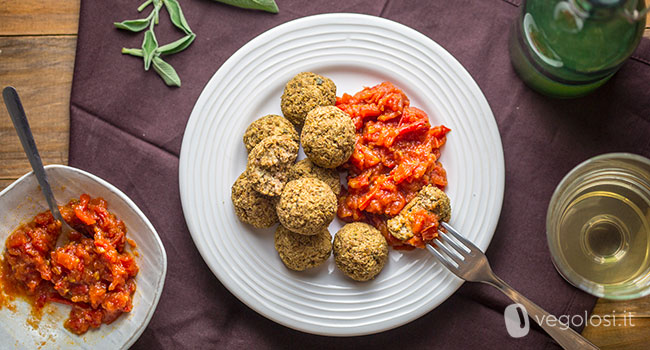 Polpette di lenticchie con chutney ai pomodorini