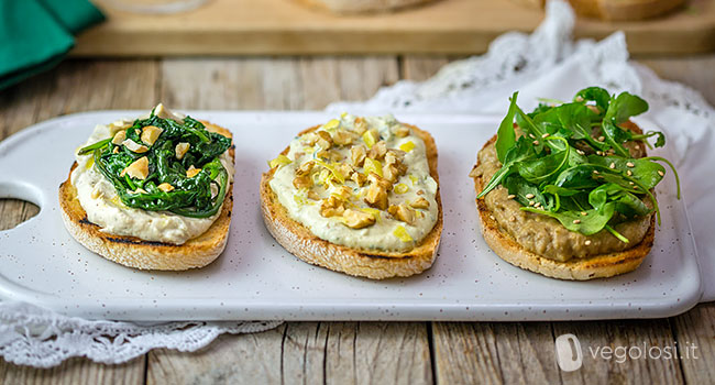 Bruschette Vegane Facilissime Tre Varianti Antipasti Vegani Vegolosi It