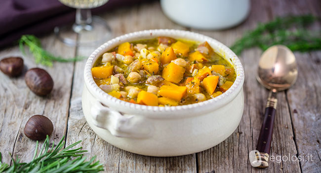 Zuppa di ceci zucca e castagne