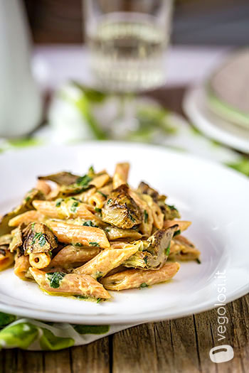penne lenticchie rosse carciofi limone