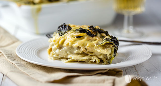 Lasagne di pane carasau ai finocchi e cime di rapa