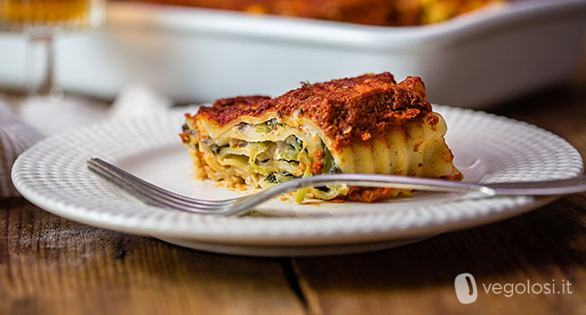 Involtini di lasagne con erbette e crema di cannellini