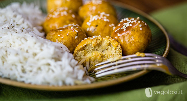 Polpette di ceci e sedano rapa all'arancia