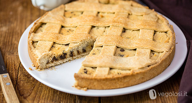 Crostata con ricotta vegan e cioccolato fondente