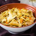 Pappardelle con ragù bianco di carciofi e carote