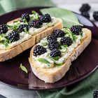 Bruschette con ricotta di soia, more e basilico