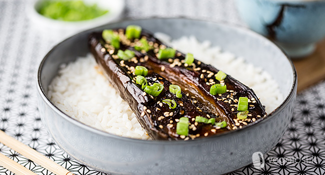 Unagi don vegan - melanzane con salsa tare