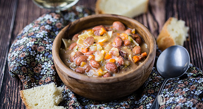 Zuppa di fagioli e castagne al miso bianco